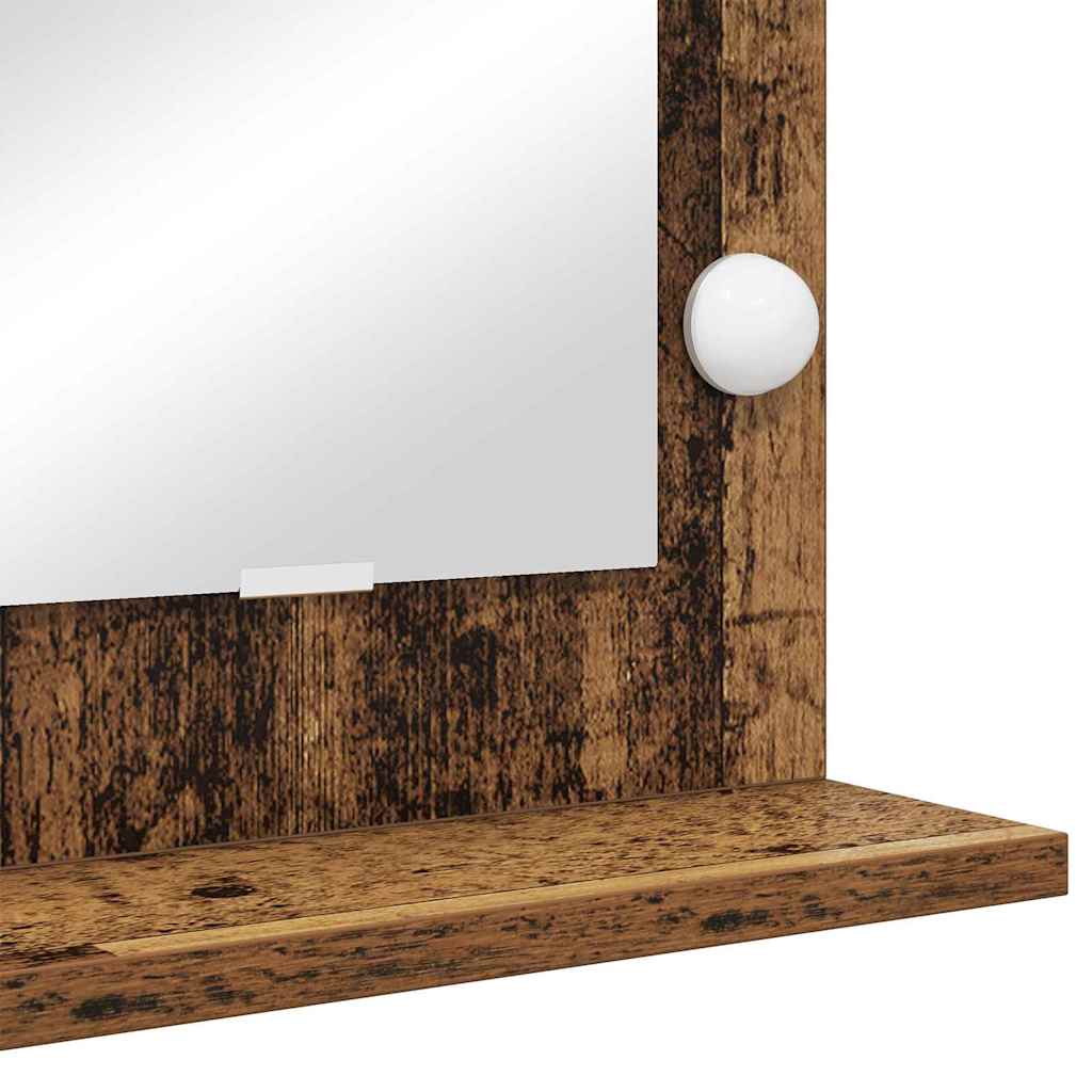 Vanity Mirror with LED Strip Lights Old Wood 60 x 55 x 18 cm